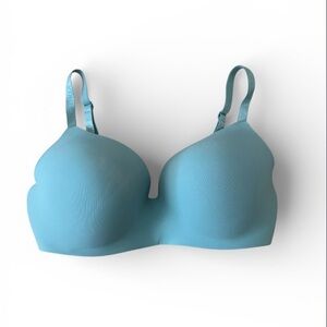 Blue Victoria’s Secret Lightly Lined T Shirt Wireless Bra 36DD (E)
